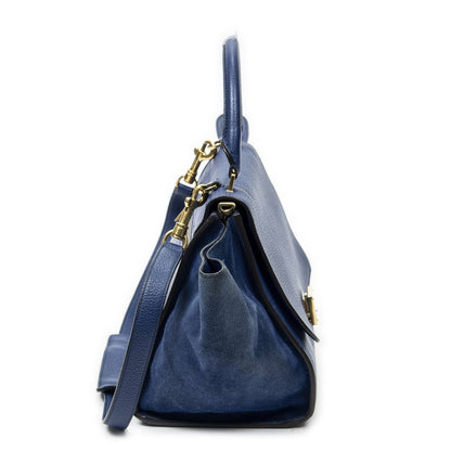 Celine Small Medium Swing Royal Blue Grain Calfskin Leather Shoulder Bag — view 4