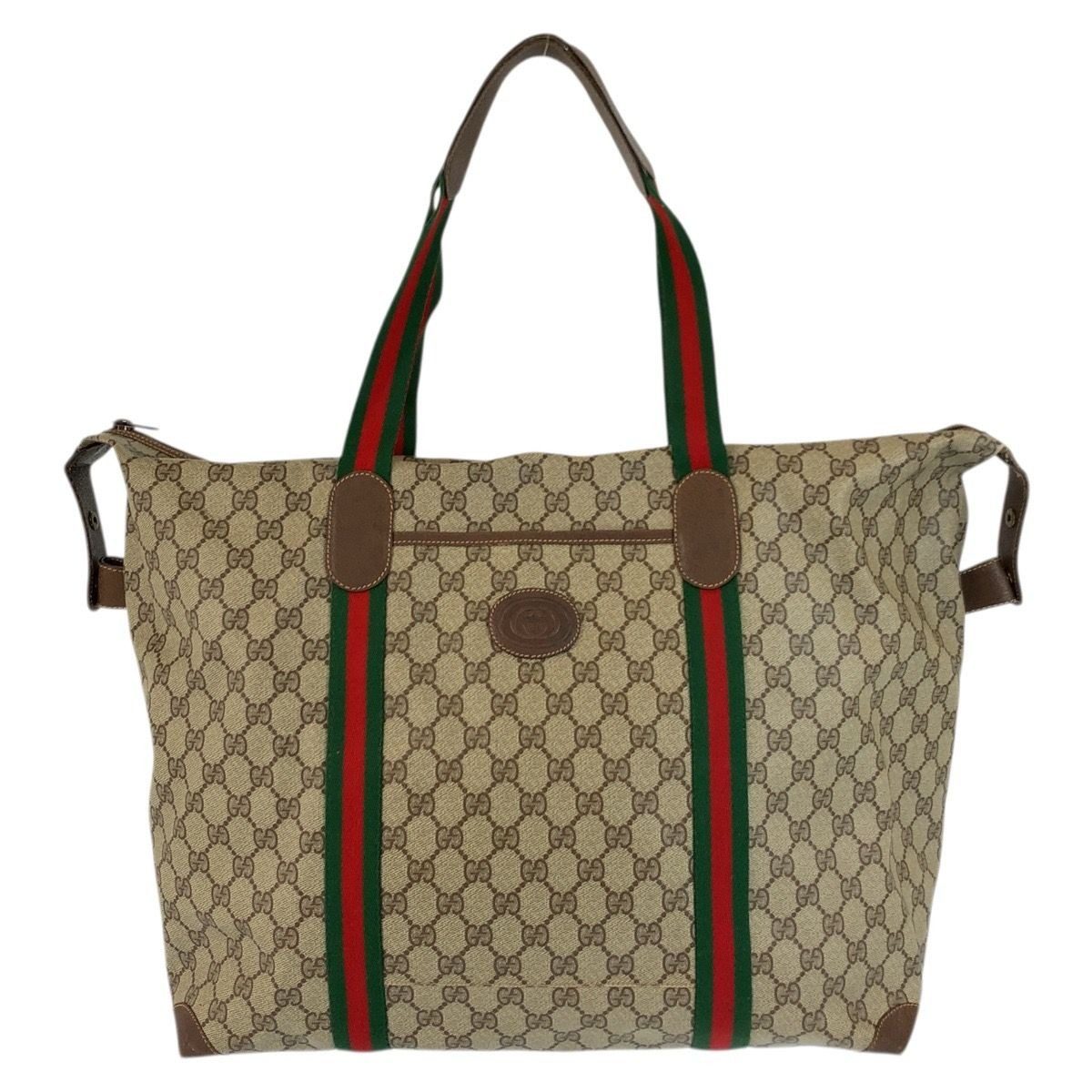Gucci Vintage Sherry Line GG Supreme Canvas 156 19 014 Boston Bag