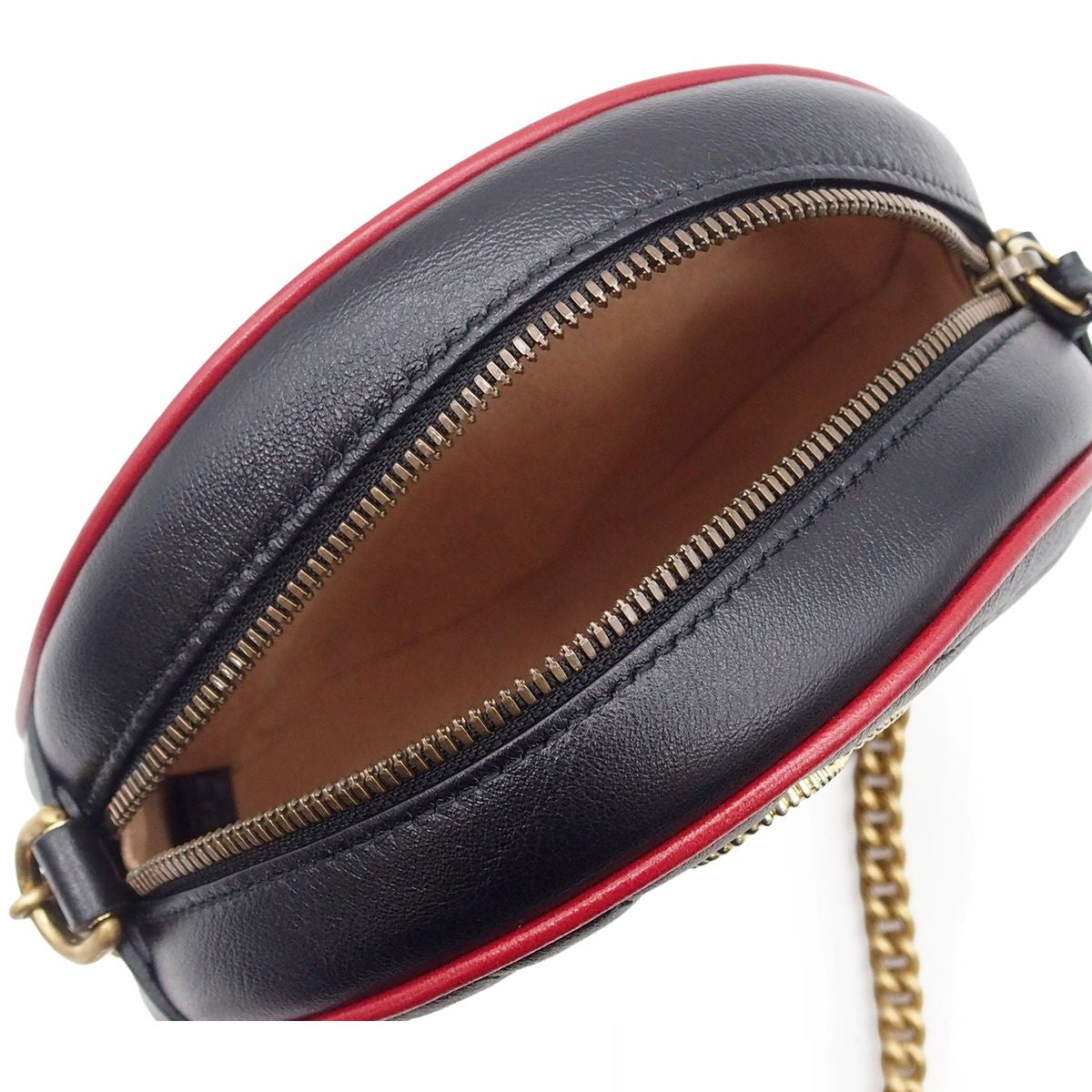 Gucci Chain Shoulder Bag Black Leather Round GG Marmont — view 5