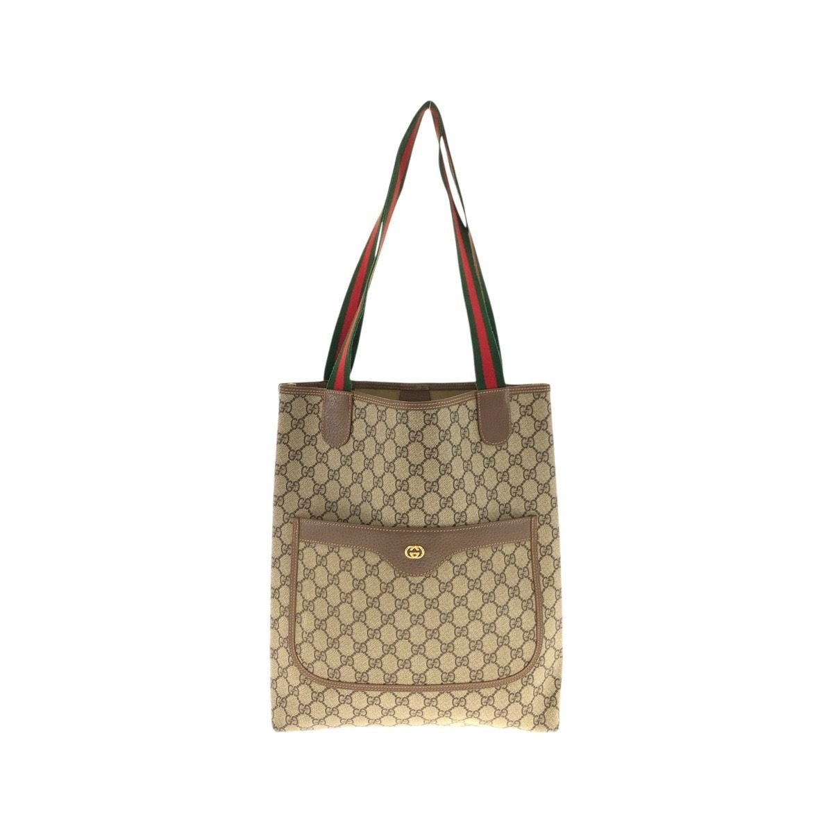 Gucci Sherry Line Beige Green Red GG Supreme Canvas 002 58 Tote Shoulder Bag