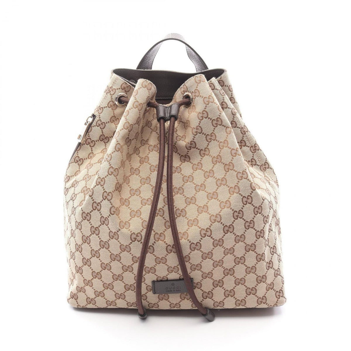 Gucci Backpack Beige Dark Brown Canvas Leather