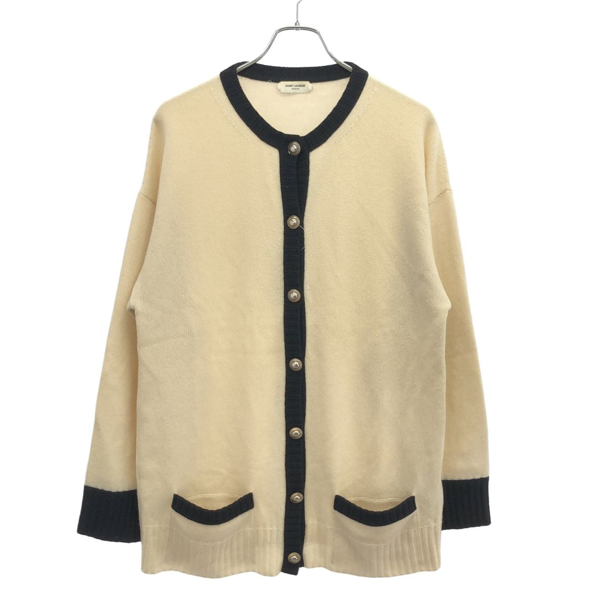 Saint Laurent Paris Cashmere Knit Cardigan Ivory XS
