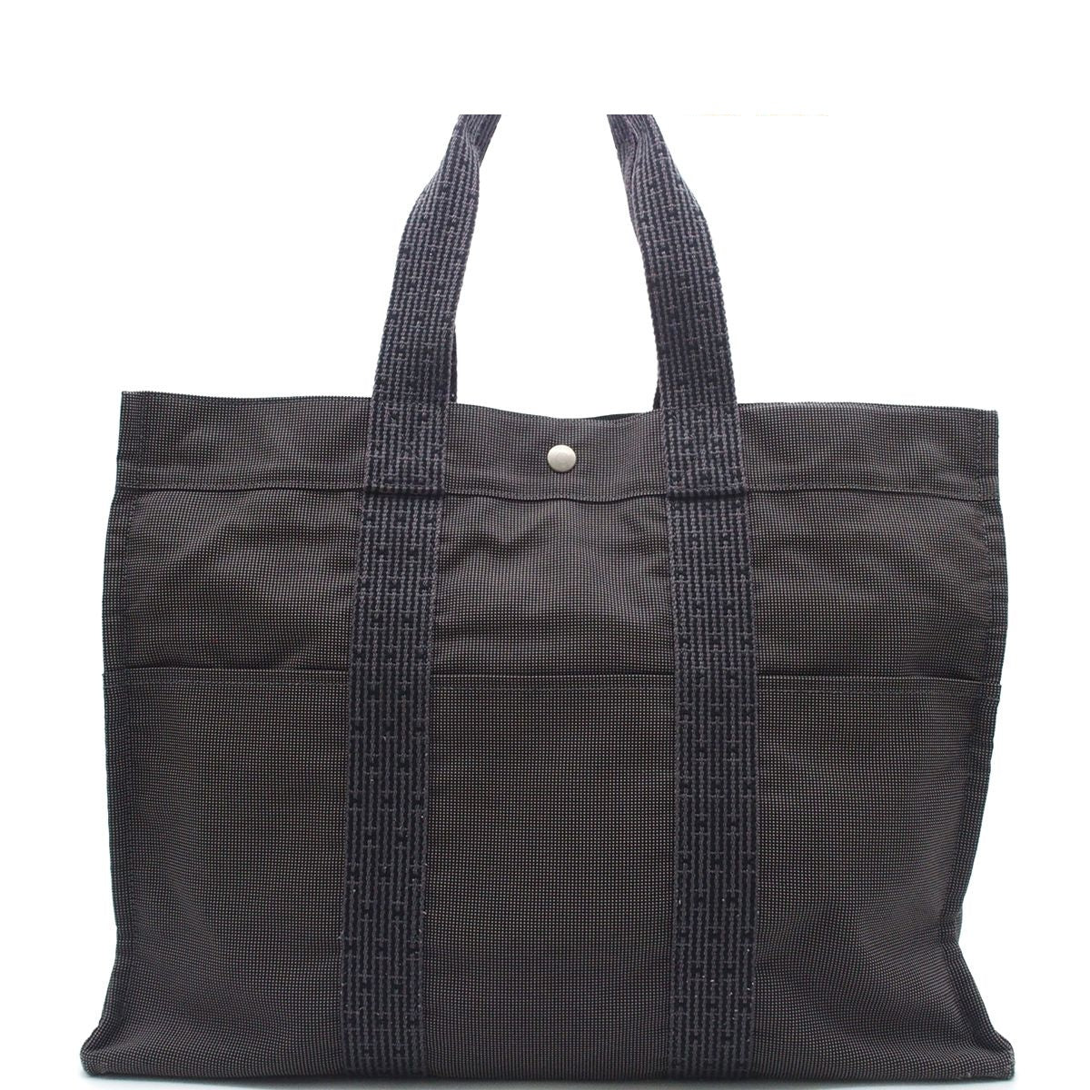 Hermes Her Line GM Gray Silver Nylon Canvas Tote Bag