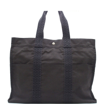 Hermes Her Line GM Gray Silver Nylon Canvas Tote Bag