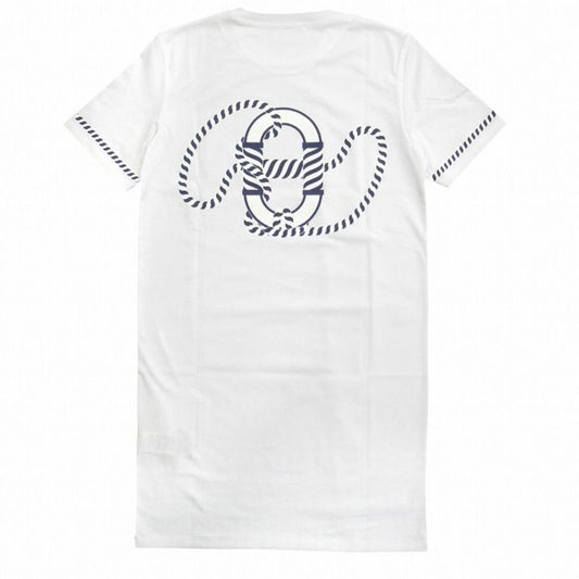 Hermes Canoe Chaine D'ancre Print Dress Cartouche 34 White Navy