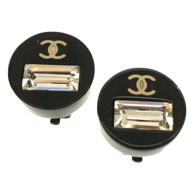 Chanel Logo Coco Mark Earrings Storage Black