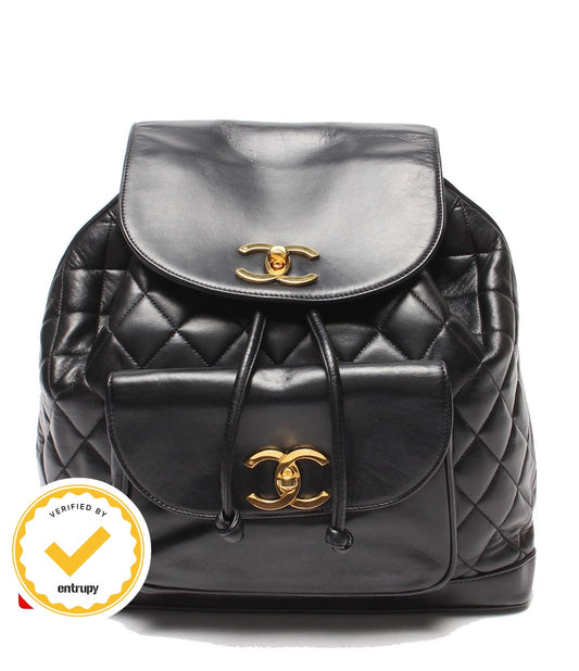 Chanel Backpack Gold Quilted Lambskin