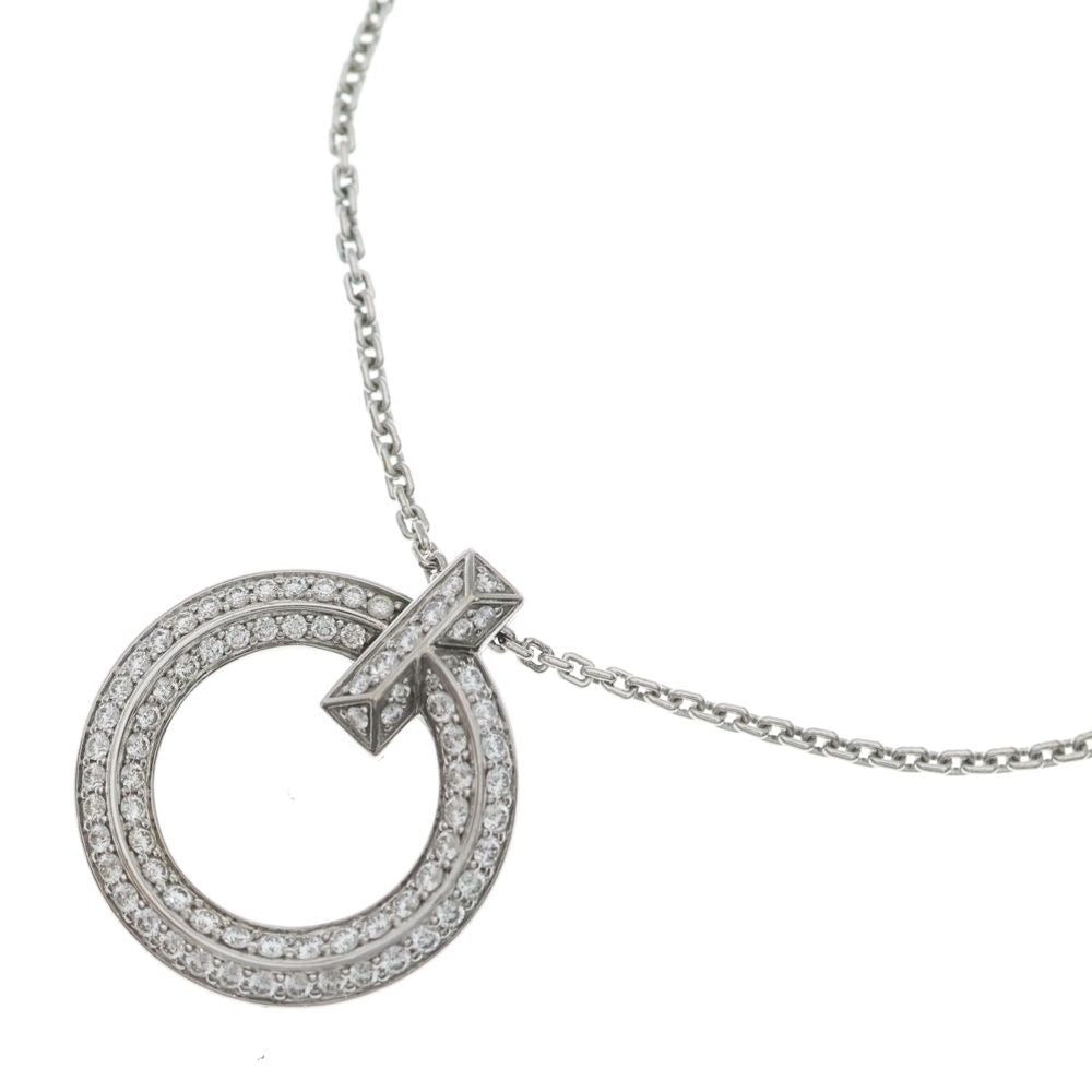 Tiffany & Co T One Circle Necklace 18k WG White Gold Pendant