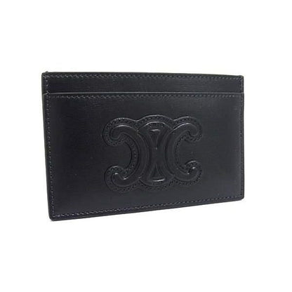 Celine Triomphe Leather Card Case Password Regular Era Black