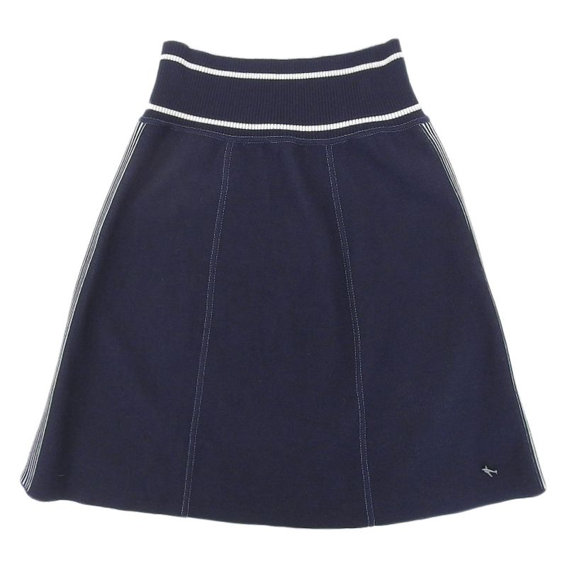 Table Chanel 08C P32498 Cashmere Side Stripe Airplane Stitch Knit Skirt Navy