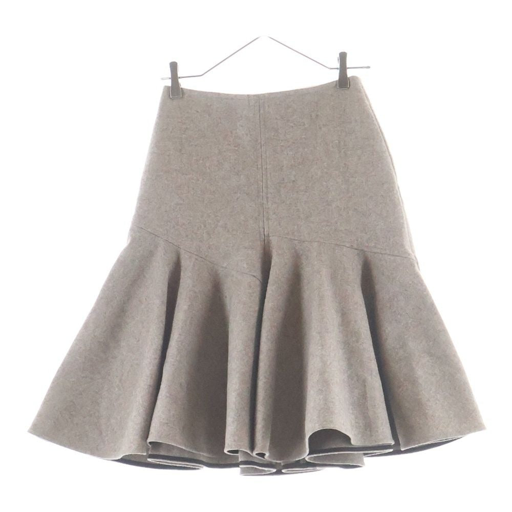 Bottega Veneta Riverbed Melange Wool Flong Skirt Beige