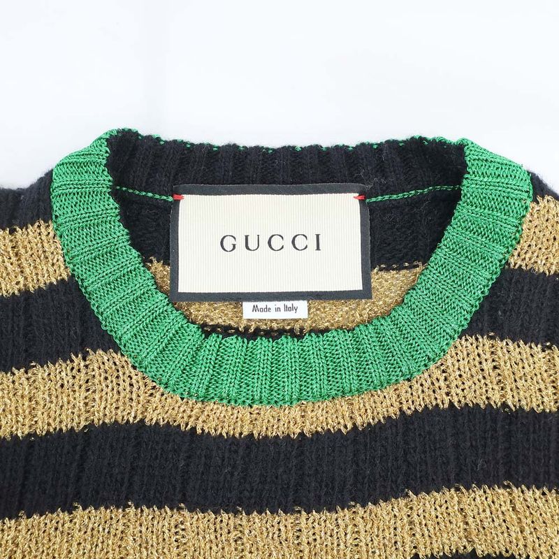 Gucci Knit Sweater - Black X Gold Border - Size XS Embroidery Tops