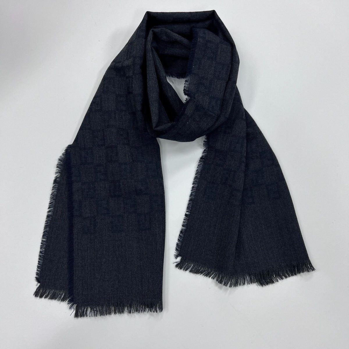 Fendi Scarf Navy Wool Vintage