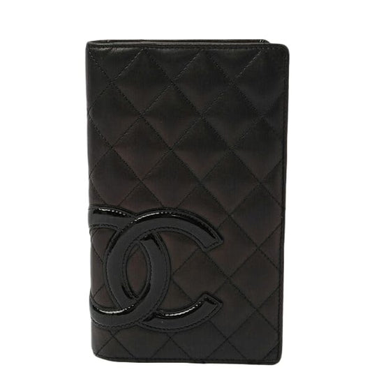 Chanel Long Wallet Cambon Line Metallic Black