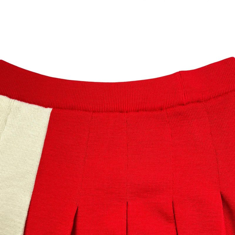 Gucci 23SS 727146 100% Wool Long Length Pleated Skirt Red S Made In Italy