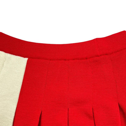 Gucci 23SS 727146 100% Wool Long Length Pleated Skirt Red S Made In Italy
