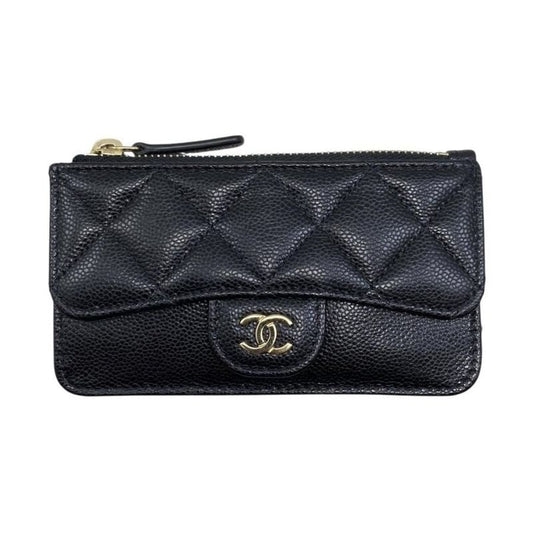 Chanel Coin Case Classic Zip Fragment Ap2570 Quilted Caviar Leather Coco
