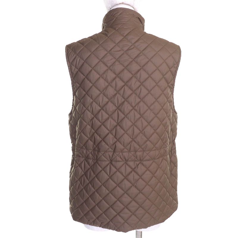 Hermes 24SS 4e0267dr Logo Rubber Patch Zip Up Quilted Vest Brown Orange 36 Made