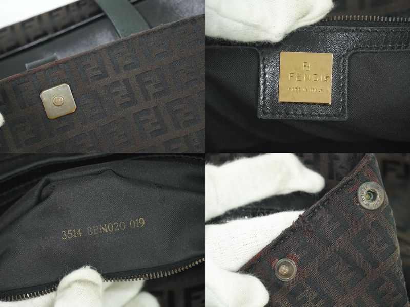 Authentic Fendi Zucchino Handbag Canvas Brown 8bn020 Zucchino Bag Pre-owned