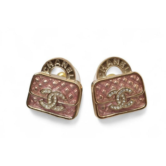 Chanel Accessories CC Bag Motif Rhinestone Rose Gold B24