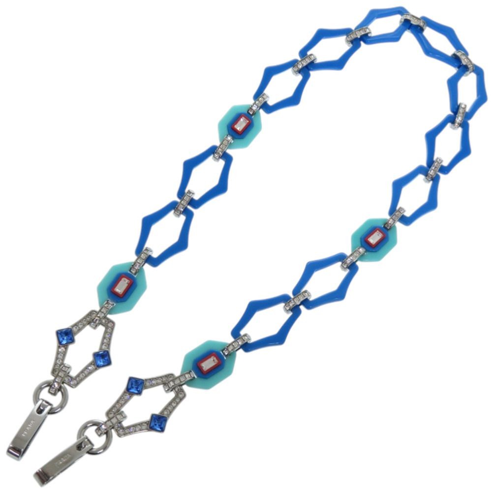 Prada Plastic Rhinestone Blue Shoulder Strap Red