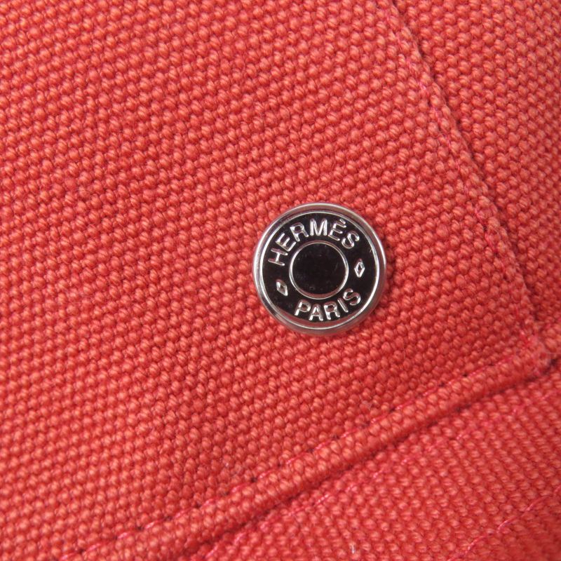 Hermes Serie Hardware 100% Cotton Canvas Hat Orange 57 Made In France Genuine