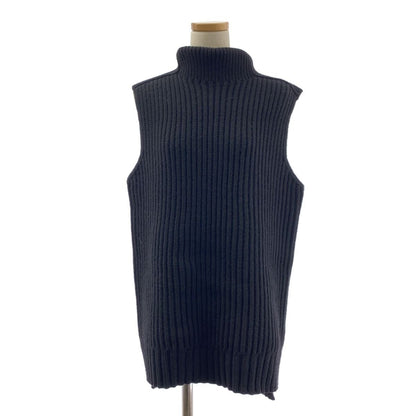 Celine Cashmere Blend Ribbed Turtleneck Knit Vest S Black Sweater