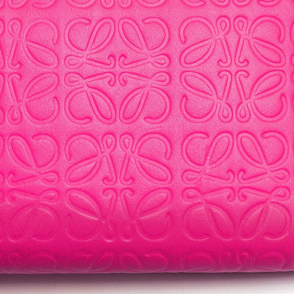 Loewe Round Zip Long Wallet 107n55 Anagram Pattern Leather Pink And Gold