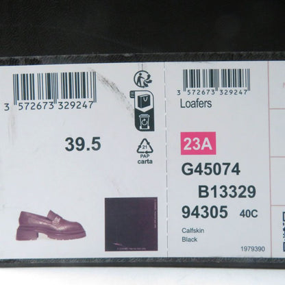 CHANEL 23A G45074 Matelasse Coco Mark Leather Loafers Black Gold Hardware 39.5