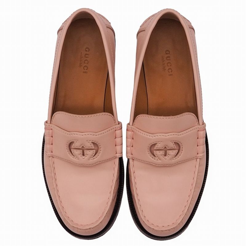 Gucci Interlocking G Women's Loafer Shoes Interlocking G Cutout Pink Black