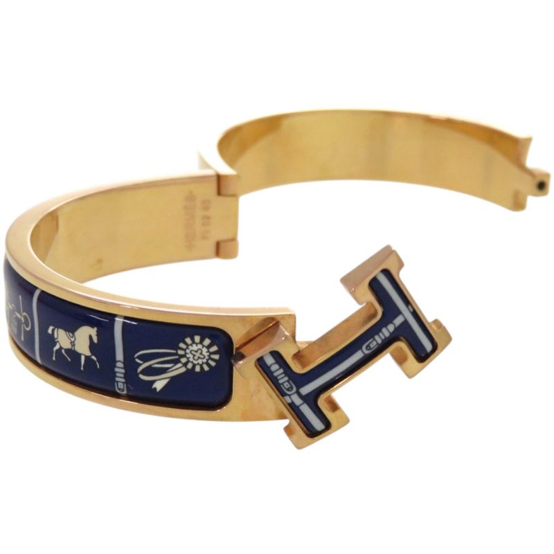 Hermes Couverture Et Aigne De Jour Click H F1 02 40 Metal Blue Bangle 1127