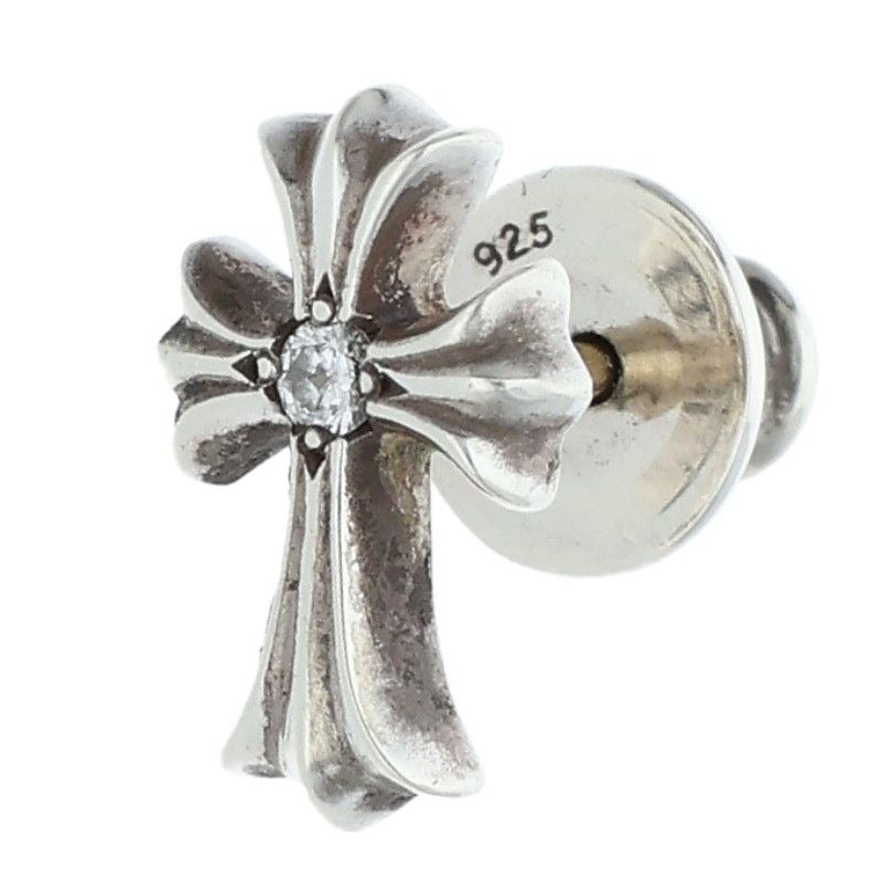 Chrome Hearts No2 CH Crs Dia CH Cross Stud Silver Earrings