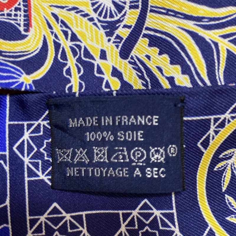 Hermes Scarf Twillie Navy And Blue And Multi Ribbon Scarf
