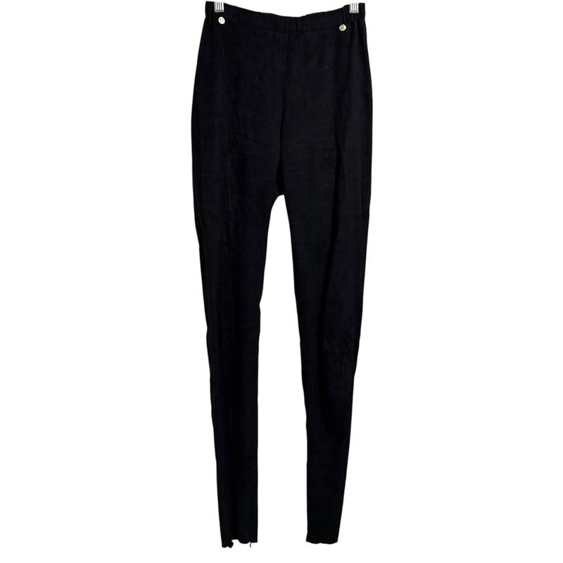 Chanel Lambskin Suede Coco Mark Skinny Pants 36 Black 20B