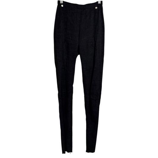 Chanel Lambskin Suede Coco Mark Skinny Pants 36 Black 20B