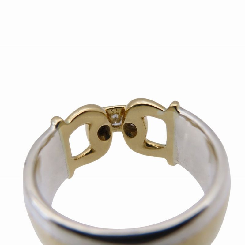 Hermes 18K Yellow Gold/silver 925 Diamond Ring 18KG 750 Yellow Gold/925/diamond