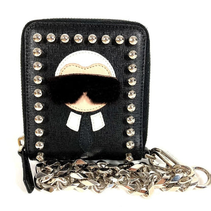 Fendi Bifold Wallet Karl Laga Feld Leather Black