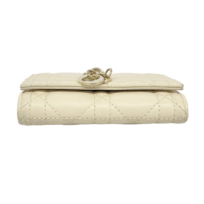 Dior Key Case Cannage Leather Ivory Champagne Gold Key Holder — view 2
