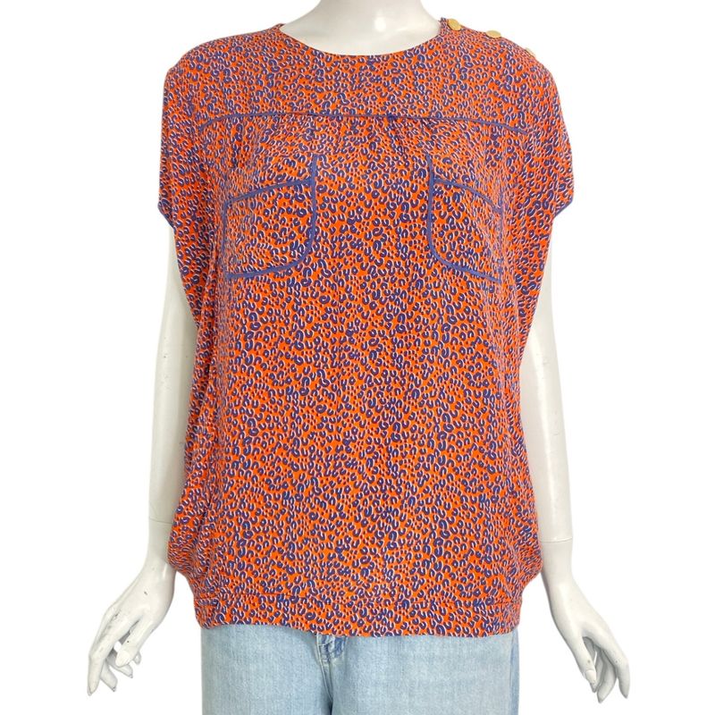 Louis Vuitton Top Silk Gold Buttons Orange