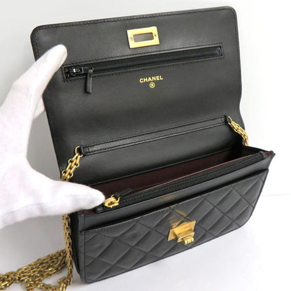 Chanel Matelasse 2.55 Chain Wallet Aged Calfskin Antique Gold Hardware