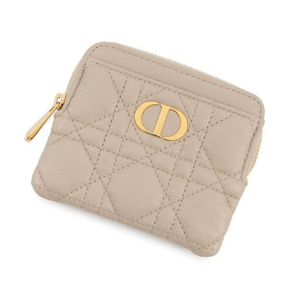 Dior Coin Case Cannage Caro Lavender Wallet Calf Leather