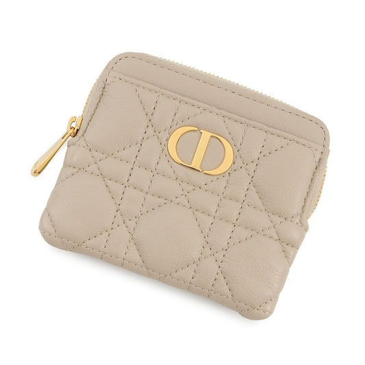 Dior Coin Case Cannage Caro Lavender Wallet Calf Leather