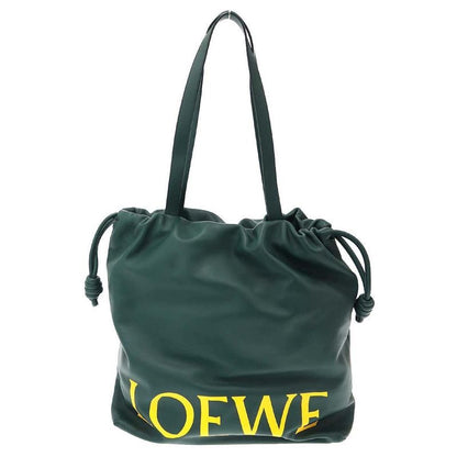 Loewe Flamenco Logo Leather Tote Large Bag Green