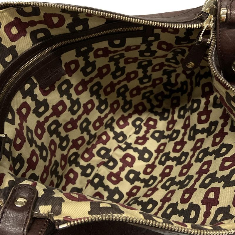 Gucci Shoulder Bag Striped Horsebit Sherry 153691 Dark Brown Green And Red