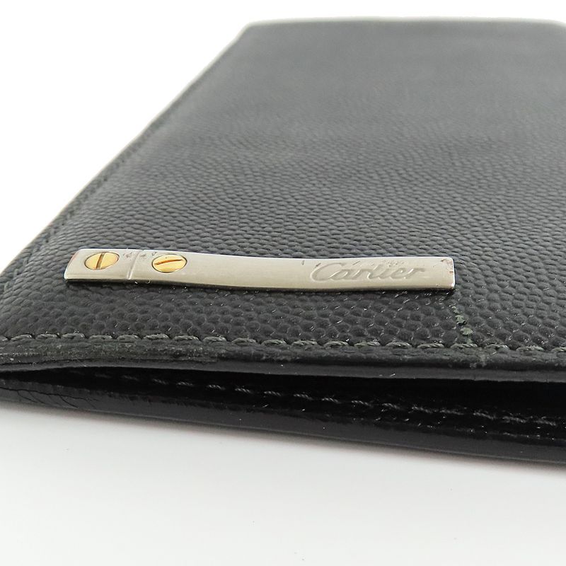 Cartier Santos Bifold Bill Holder Leather Black Men's