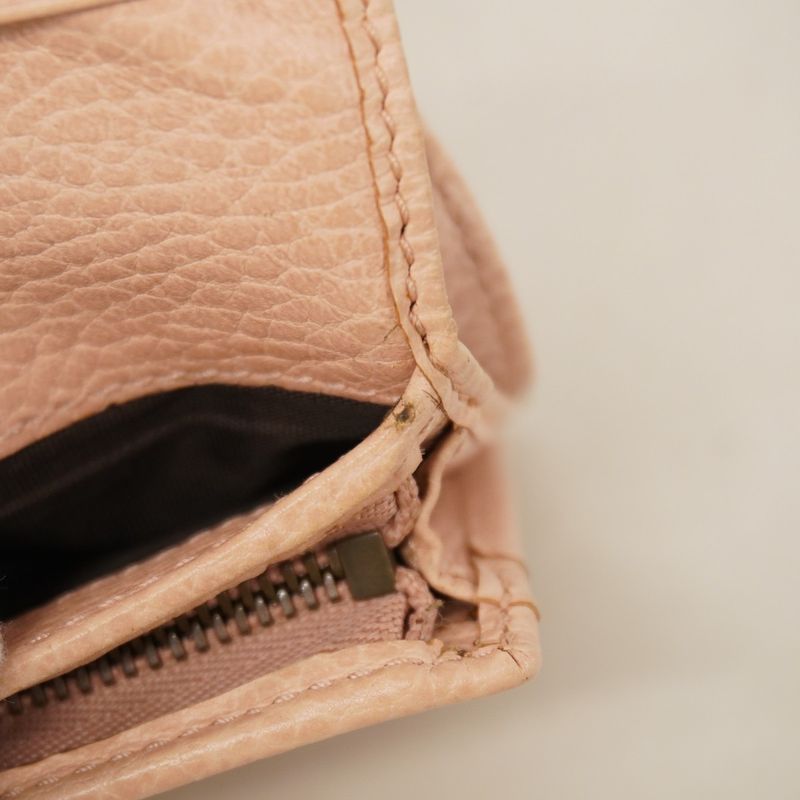 Gucci Wallet GG Marmont Butterfly 499361 Leather Pink Beige Gold Hardware Women