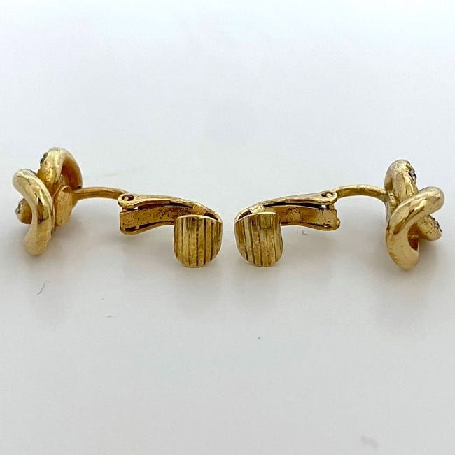 Christian Dior Earrings Gold With Clear Stones