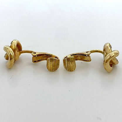 Christian Dior Earrings Gold With Clear Stones