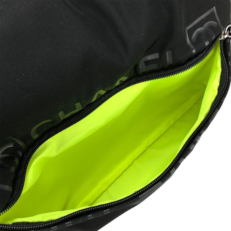 Chanel Sport Line Shoulder Bag Fluorescent Yellow Mesh 9th Rubber Nylon