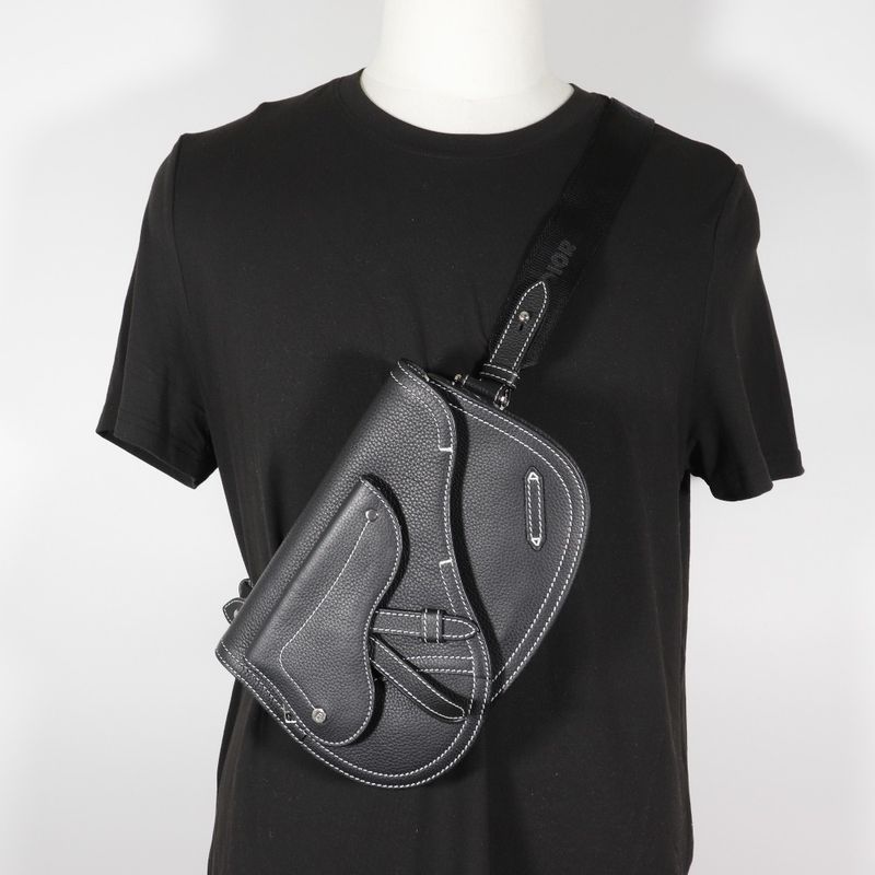 Dior Saddle Calf Black Men's Body Bag